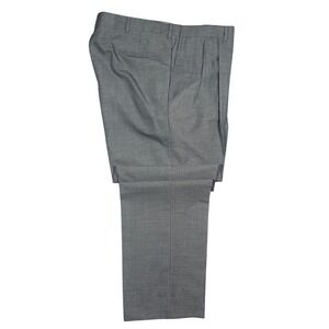 Norm Thompson Dress Pants Men 44 Long Grey Pleated Worsted Wool Blend